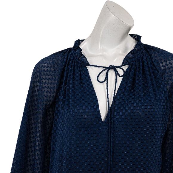 Alice + Olivia Layla Tiered Silk Midi Dress in Blue Women's Size Medium - Picture 8 of 11